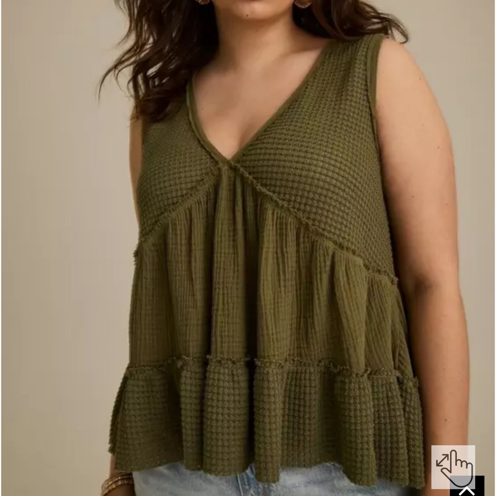 Torrid Olive Festi Babydoll Tank - Picture 3 of 4